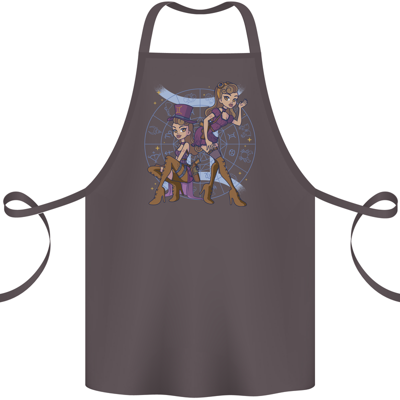 Gemini Star Sign Zodiac Astrological Cotton Apron 100% Organic Dark Grey