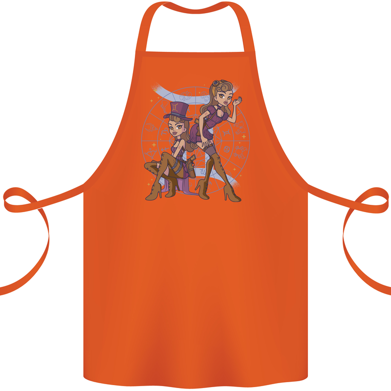 Gemini Star Sign Zodiac Astrological Cotton Apron 100% Organic Orange
