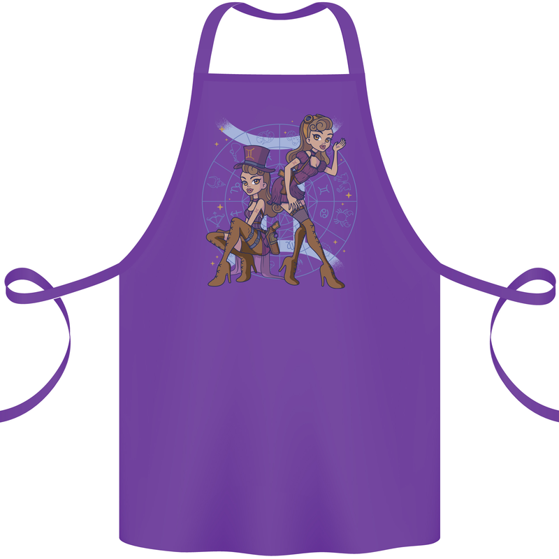 Gemini Star Sign Zodiac Astrological Cotton Apron 100% Organic Purple