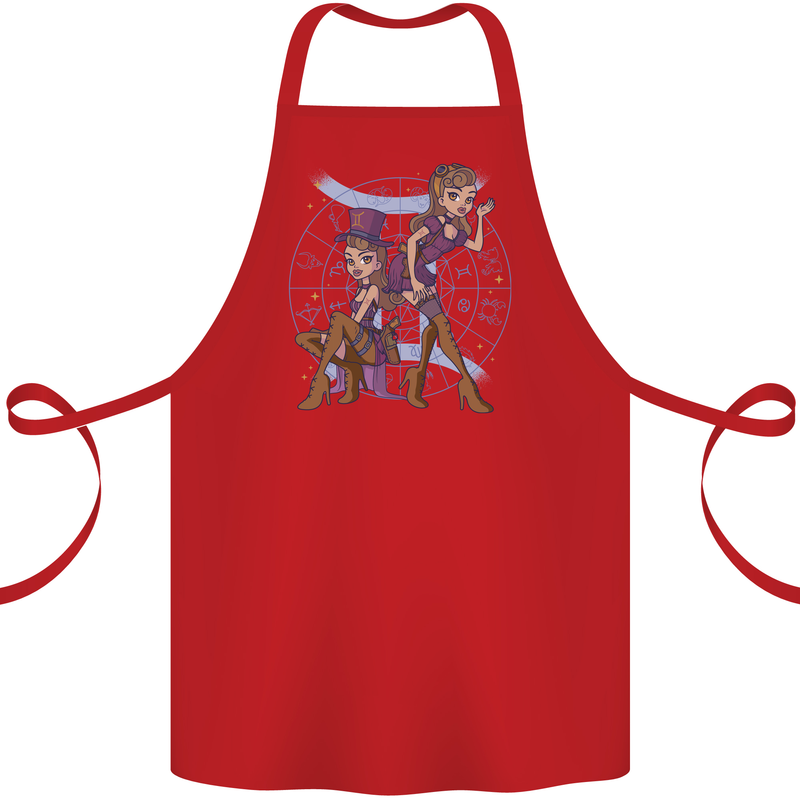 Gemini Star Sign Zodiac Astrological Cotton Apron 100% Organic Red