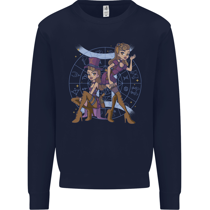 Gemini Star Sign Zodiac Astrological Kids Sweatshirt Jumper Navy Blue