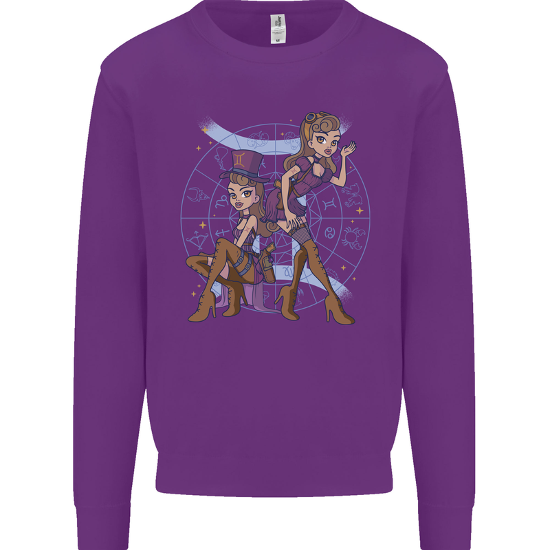 Gemini Star Sign Zodiac Astrological Kids Sweatshirt Jumper Purple