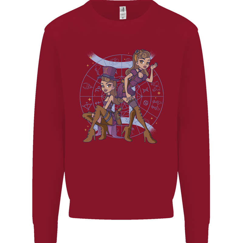 Gemini Star Sign Zodiac Astrological Kids Sweatshirt Jumper Red