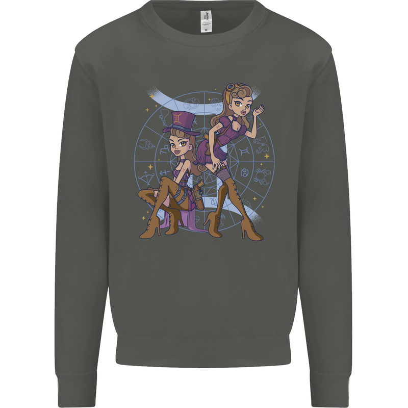 Gemini Star Sign Zodiac Astrological Kids Sweatshirt Jumper Storm Grey