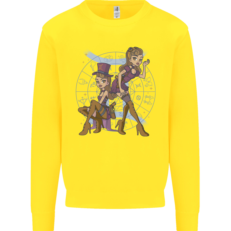 Gemini Star Sign Zodiac Astrological Kids Sweatshirt Jumper Yellow