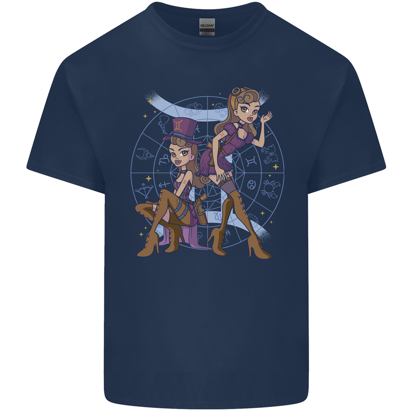 Gemini Star Sign Zodiac Astrological Kids T-Shirt Childrens Navy Blue