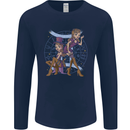 Gemini Star Sign Zodiac Astrological Mens Long Sleeve T-Shirt Navy Blue