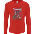 Gemini Star Sign Zodiac Astrological Mens Long Sleeve T-Shirt Red