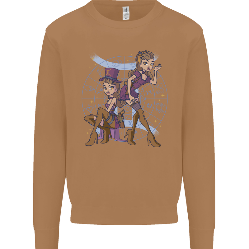 Gemini Star Sign Zodiac Astrological Mens Sweatshirt Jumper Caramel Latte