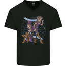 Gemini Star Sign Zodiac Astrological Mens V-Neck Cotton T-Shirt Black
