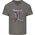 Gemini Star Sign Zodiac Astrological Mens V-Neck Cotton T-Shirt Charcoal