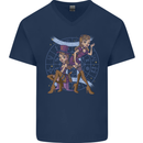 Gemini Star Sign Zodiac Astrological Mens V-Neck Cotton T-Shirt Navy Blue