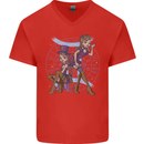 Gemini Star Sign Zodiac Astrological Mens V-Neck Cotton T-Shirt Red