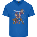 Gemini Star Sign Zodiac Astrological Mens V-Neck Cotton T-Shirt Royal Blue