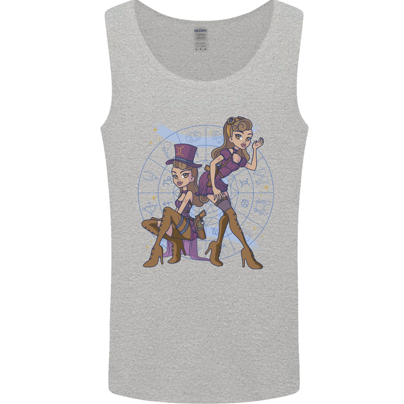 Gemini Star Sign Zodiac Astrological Mens Vest Tank Top Sports Grey