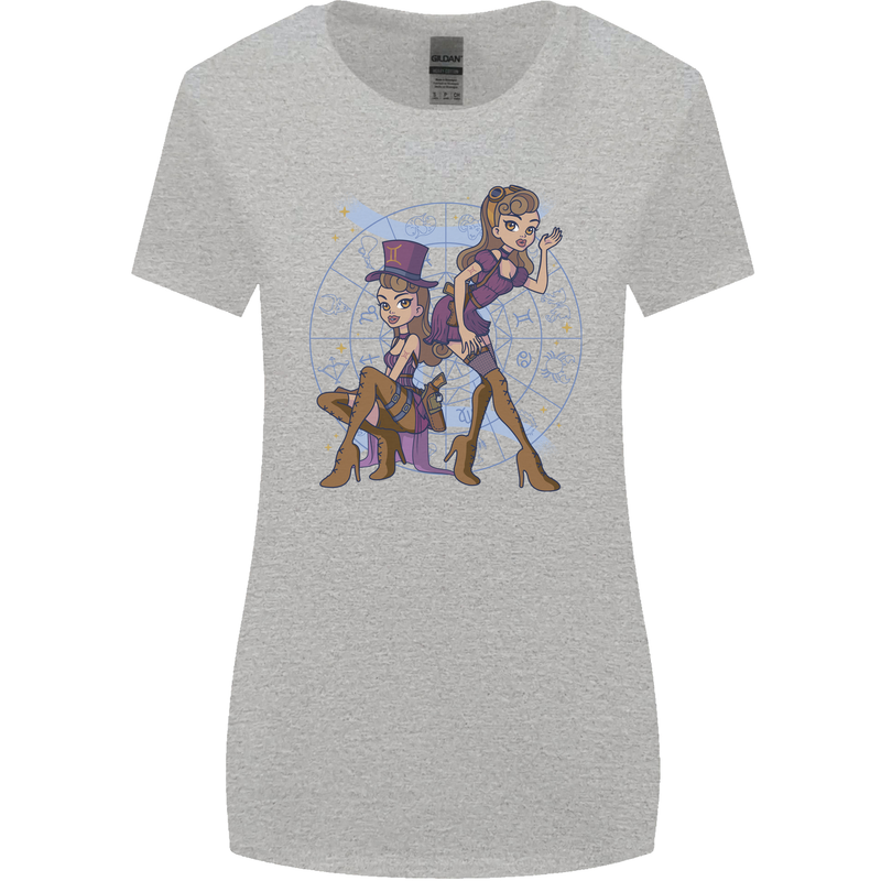 Gemini Star Sign Zodiac Astrological Womens Wider Cut T-Shirt Sports Grey