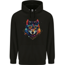 Geometric Wolf Wolves Childrens Kids Hoodie Black