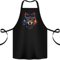 Geometric Wolf Wolves Cotton Apron 100% Organic Black