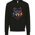 Geometric Wolf Wolves Kids Sweatshirt Jumper Black