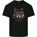 Geometric Wolf Wolves Kids T-Shirt Childrens Black