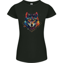 Geometric Wolf Wolves Womens Petite Cut T-Shirt Black
