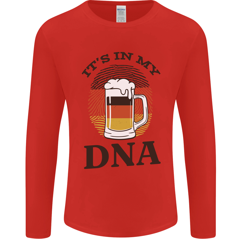 German Beer It's in My DNA Funny Germany Mens Long Sleeve T-Shirt Red