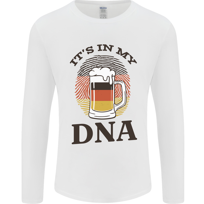 German Beer It's in My DNA Funny Germany Mens Long Sleeve T-Shirt White