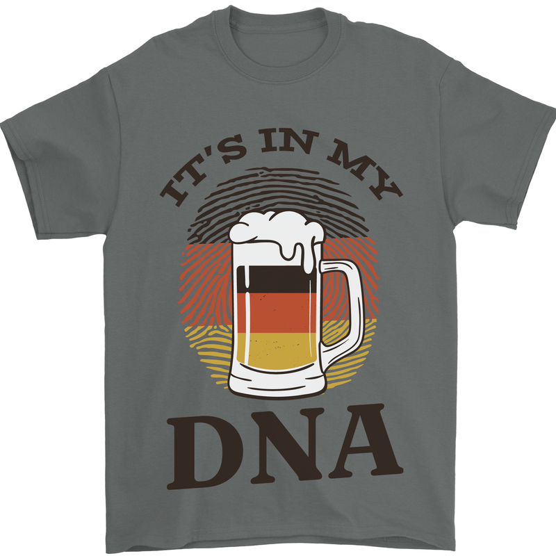 German Beer It's in My DNA Funny Germany Mens T-Shirt Cotton Gildan Charcoal