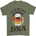 German Beer It's in My DNA Funny Germany Mens T-Shirt Cotton Gildan Military Green