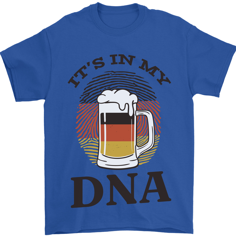 German Beer It's in My DNA Funny Germany Mens T-Shirt Cotton Gildan Royal Blue