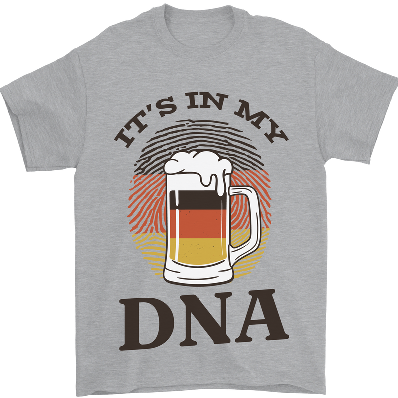 German Beer It's in My DNA Funny Germany Mens T-Shirt Cotton Gildan Sports Grey