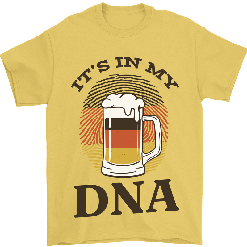 German Beer It's in My DNA Funny Germany Mens T-Shirt Cotton Gildan Yellow