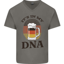 German Beer It's in My DNA Funny Germany Mens V-Neck Cotton T-Shirt Charcoal