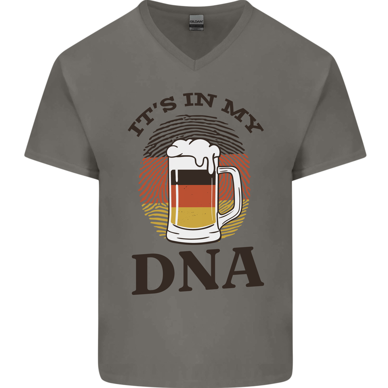 German Beer It's in My DNA Funny Germany Mens V-Neck Cotton T-Shirt Charcoal