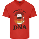 German Beer It's in My DNA Funny Germany Mens V-Neck Cotton T-Shirt Red