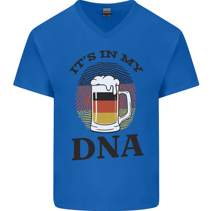 German Beer It's in My DNA Funny Germany Mens V-Neck Cotton T-Shirt Royal Blue