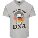 German Beer It's in My DNA Funny Germany Mens V-Neck Cotton T-Shirt Sports Grey