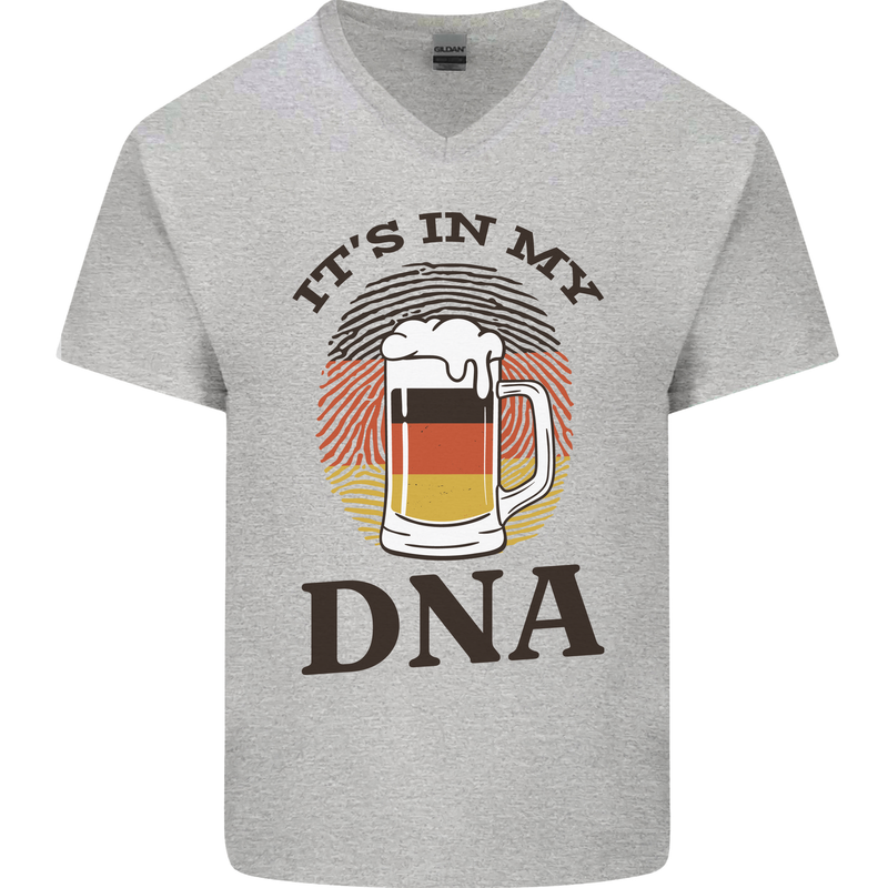 German Beer It's in My DNA Funny Germany Mens V-Neck Cotton T-Shirt Sports Grey