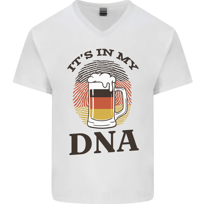German Beer It's in My DNA Funny Germany Mens V-Neck Cotton T-Shirt White