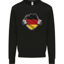 German Flag Ripped Torn Gym Germany Kids Sweatshirt Jumper Black