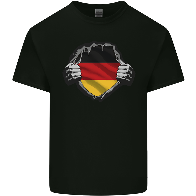 German Flag Ripped Torn Gym Germany Mens Cotton T-Shirt Tee Top Black