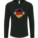 German Flag Ripped Torn Gym Germany Mens Long Sleeve T-Shirt Black