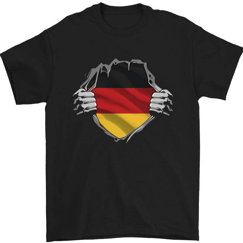 German Flag Ripped Torn Gym Germany Mens T-Shirt Cotton Gildan Black