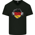 German Flag Ripped Torn Gym Germany Mens V-Neck Cotton T-Shirt Black