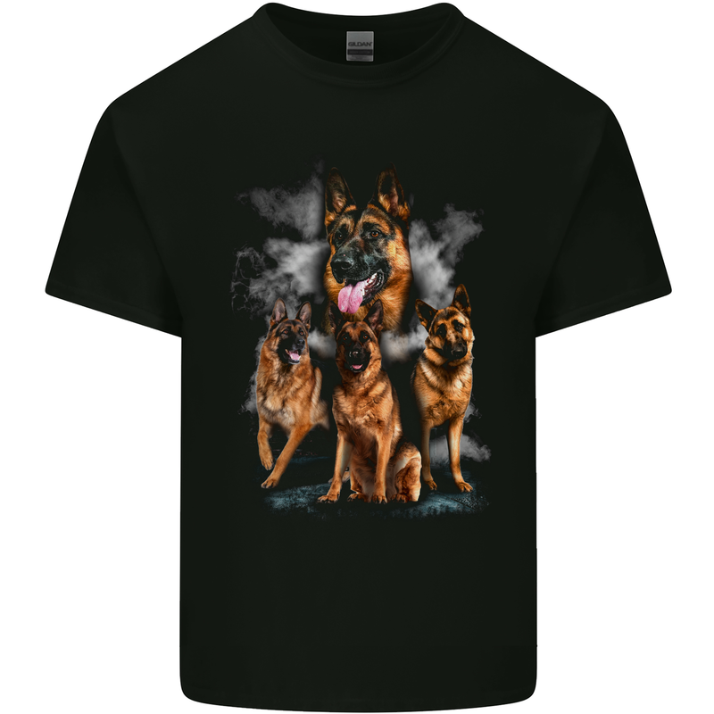 German Shepherd Montage For Dog Lovers Mens Cotton T-Shirt Tee Top Black