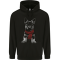 German Shepherd Puppy in a Scarf Mens 80% Cotton Hoodie Black