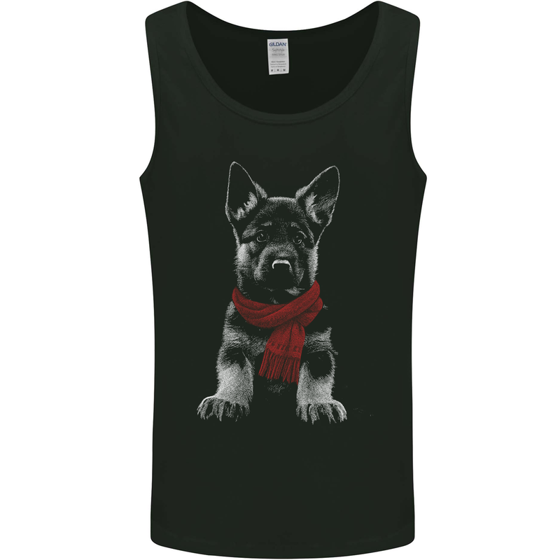 German Shepherd Puppy in a Scarf Mens Vest Tank Top Black