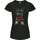 German Shepherd Puppy in a Scarf Womens Petite Cut T-Shirt Black