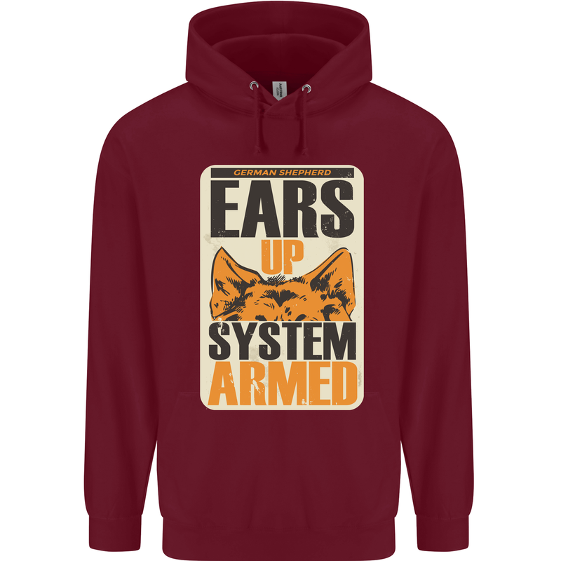 German Shepherd System Armed Mens 80% Cotton Hoodie Maroon