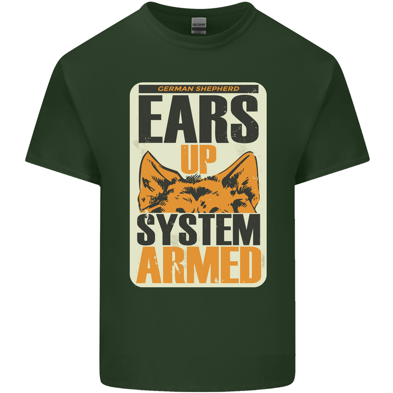 German Shepherd System Armed Mens Cotton T-Shirt Tee Top Forest Green